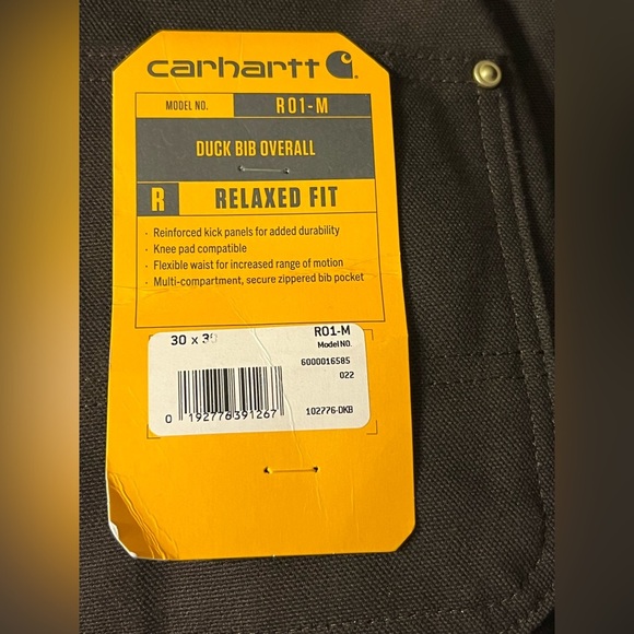 NWT- Carhartt Mens Relaxed Fit Duck Bib Overall  SIZE: 30 X 30 COLOR: Da… - Picture 2 of 11